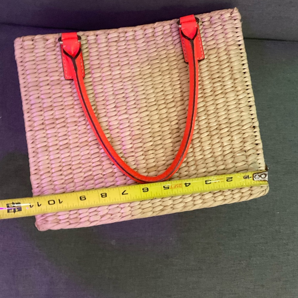 kate spade Natural Woven Tote with Orange Trim - Picture 4 of 7